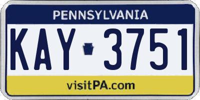 PA license plate KAY3751