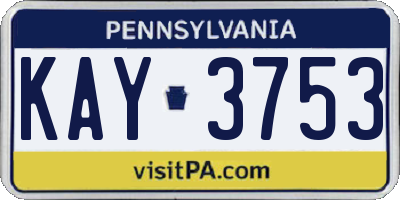 PA license plate KAY3753