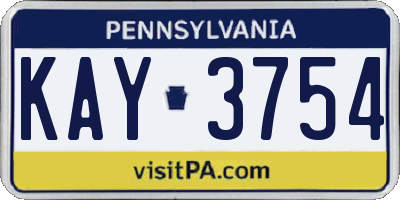 PA license plate KAY3754