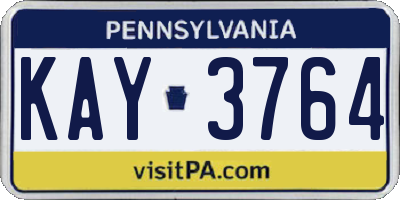 PA license plate KAY3764
