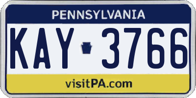 PA license plate KAY3766