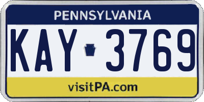 PA license plate KAY3769