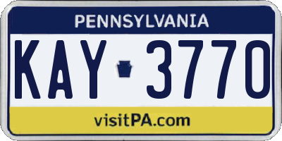 PA license plate KAY3770