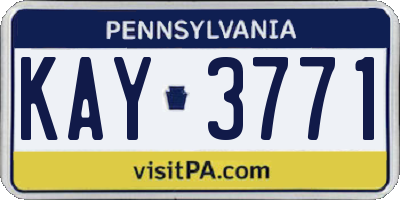 PA license plate KAY3771