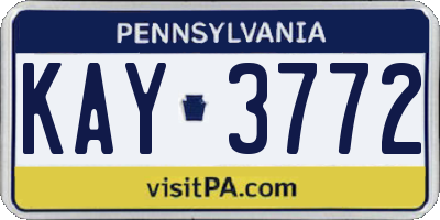 PA license plate KAY3772
