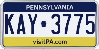PA license plate KAY3775