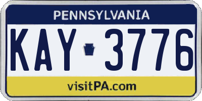 PA license plate KAY3776