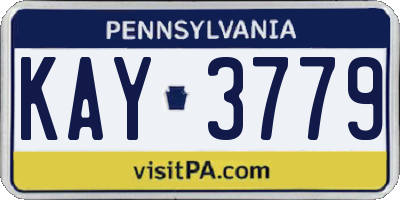 PA license plate KAY3779