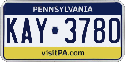 PA license plate KAY3780