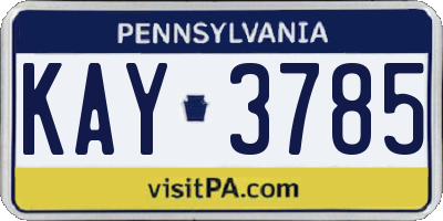 PA license plate KAY3785