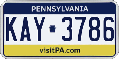 PA license plate KAY3786