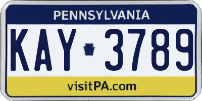 PA license plate KAY3789