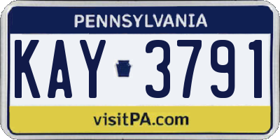 PA license plate KAY3791