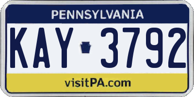 PA license plate KAY3792