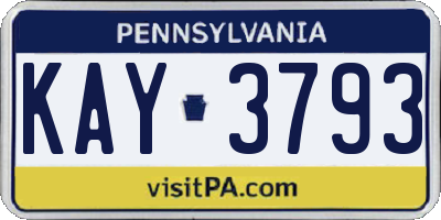PA license plate KAY3793