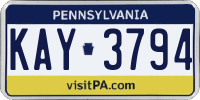 PA license plate KAY3794