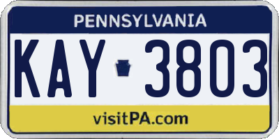 PA license plate KAY3803