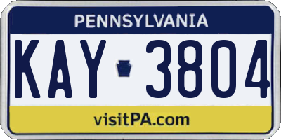 PA license plate KAY3804