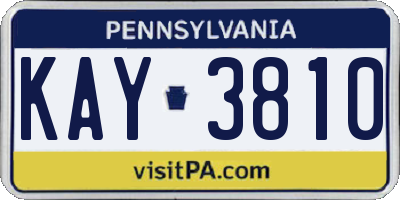 PA license plate KAY3810