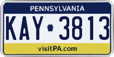 PA license plate KAY3813