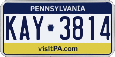 PA license plate KAY3814