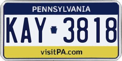PA license plate KAY3818