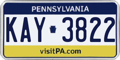 PA license plate KAY3822