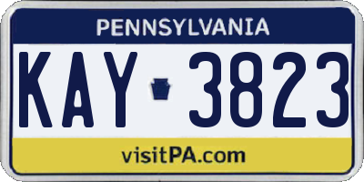 PA license plate KAY3823