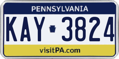 PA license plate KAY3824