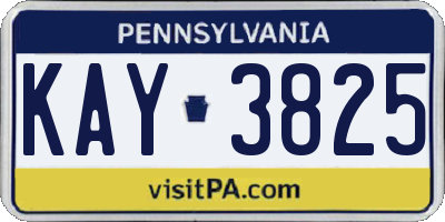 PA license plate KAY3825