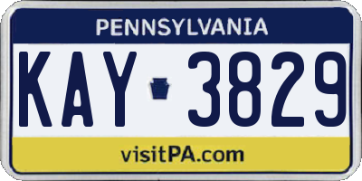PA license plate KAY3829