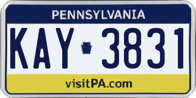 PA license plate KAY3831