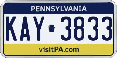 PA license plate KAY3833