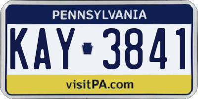 PA license plate KAY3841