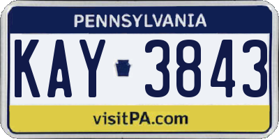 PA license plate KAY3843