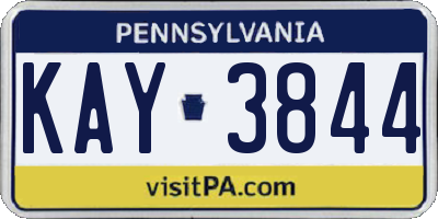 PA license plate KAY3844
