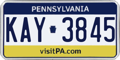 PA license plate KAY3845