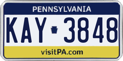 PA license plate KAY3848