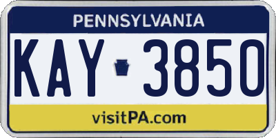 PA license plate KAY3850