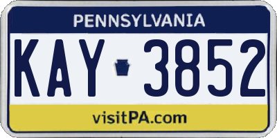 PA license plate KAY3852