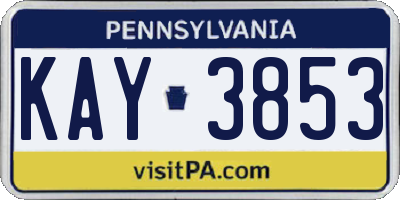 PA license plate KAY3853