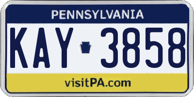 PA license plate KAY3858