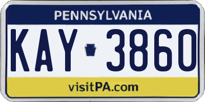 PA license plate KAY3860