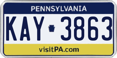 PA license plate KAY3863
