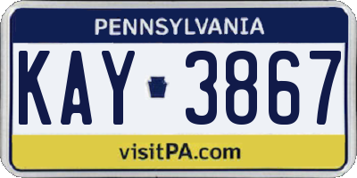PA license plate KAY3867