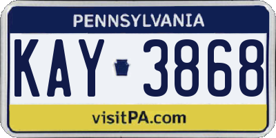 PA license plate KAY3868