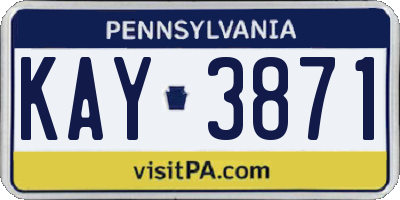 PA license plate KAY3871