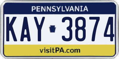 PA license plate KAY3874