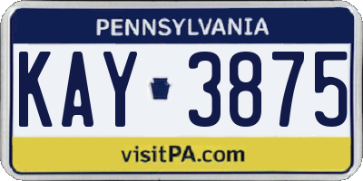 PA license plate KAY3875