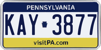 PA license plate KAY3877